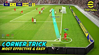 Corner Taking Trick - Most Effective & Easy Way | eFootball 2023 Mobile