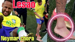 Lesão de Neymar chora em campo  deixou o campo Brasil e Sérvia  médico avaliar situação Titi fala