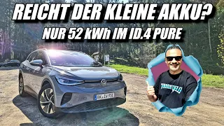 VW ID.4 Pure Reale Reichweite vom BASIS AKKU mit 52 kWh! #vwid4 #id4pure #elektroauto