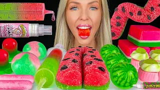 ASMR WATERMELON DESSERTS, FREEZE DRIED TAFFY, SYRINGE JELLO SHOTS, FRESCA DRINK MUKBANG 먹방