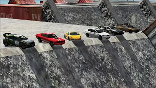 Cars vs Dangerous Stairs #3 | Stairs Jumps Down – BeamNG.Drive