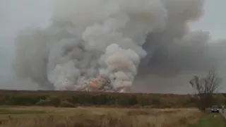 Момент одного из взрывов на военном складе в Рязанской области