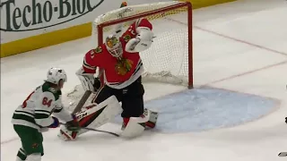 Wild's Brodin's shot changes direction, fools Blackhawks' Forsberg