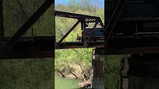 Train Crossing Ancient Railroad Bridge In Kentucky, CSX Coal Train!  Jawtooth #shorts