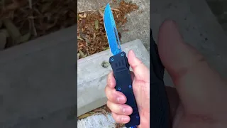 Blue Damascus Etch Style Auto OTF Knife Switch Blade