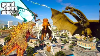 Nuclear Godzilla, Mothra Vs King Ghidorah, Titanus Behemoth  (GTA V Mods)