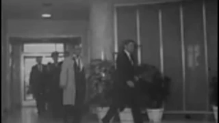 October 9, 1961 - President John F. Kennedy visits Sam Rayburn at Baylor Hospital in Dallas, Texas