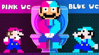 Toilet Prank: Mario vs Pink and Blue Toilet Challenge in New Super Mario Bros. Wii | Game Animation
