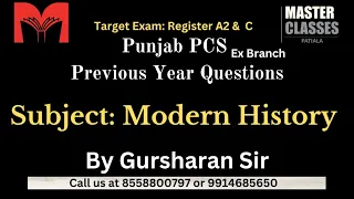 PCS Previous Year Questions | Modern History | 2014 2017 2018 | Gursharan Sir