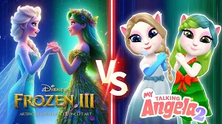 My Talking Angela’m 2 || Frozen 3 Of Elsa ❄️ Vs Angela 2 🩷 || Makeup 💅💄