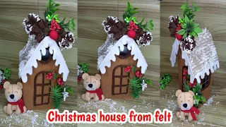 Christmas house from felt || house from milk box || snow house christmas decoration