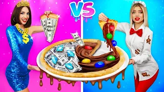 DESAFIO DE CHOCOLATE chica RICA vs POBRE || Comida de chocolate vs real durante 24 horas por RATATA