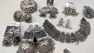 lajpat nagar market  delhi || oxidised jewellry haul || earrings || necklaceset || ring|| nosestund😍