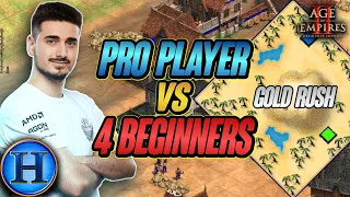 Pro Player vs 4 Beginners ON GOLD RUSH | AoE2