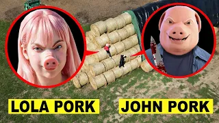 DROHNE überwacht JOHN PORK und LOLA PORK auf BAUERNHOF um 3 UHR mittags !!