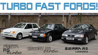 Fiesta RS Turbo vs Escort RS Turbo Series 2 vs Sierra Sapphire Cosworth 4x4 – Fast Ford Shootout!