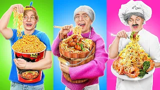 ABUELA VS. YO: DESAFÍO DE COCINA | ¿Quién es mejor? Divertidos trucos de cocina de 123 GO! CHALLENGE