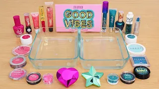 Pink vs Teal - Coloring Satisfying Slime ASMR with Eyeshadow and Makeup