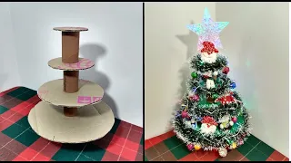 arbol de navidad hecho con carton reciclado //  hacer una arbolito de navidad con material reciclado