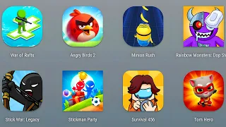 Stickman Party, Stick War Legacy / Tom Hero Run / Minion Rush, War Of Rafts / Angry Birds 2