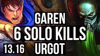 GAREN vs URGOT (TOP) | 6 solo kills, 9/2/5, 1.0M mastery, 300+ games | EUW Master | 13.16