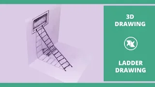 How To Draw 3D Ladder Optical Illusion & Mirror - 3D Ladder Drawing - Drawing for Kids