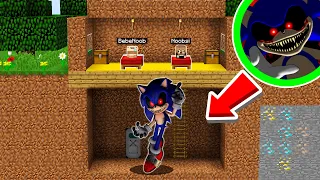 SONIC.EXE APARECE DEBAJO DE MI CAMA EN MINECRAFT!!😨😱 - BEBE NOOBSI Y BEBE NOOB VS SONIC.EXE