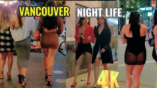 4K Walk Canada, Downtown Vancouver Night life on Granville street, Virtual Walking tour