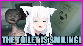 The toilet is smiling at Fubuki while she is on Observation Duty [Hololive]