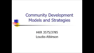 Community Development Models and Strategies