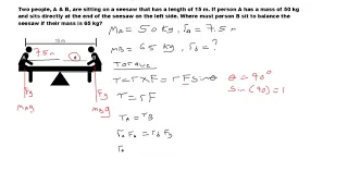 Torque Seesaw Balance Example (Static Equilibrium - Physics)
