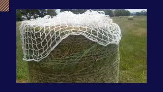 Putting a GutzBusta Round Bale Hay Net on a Round Bale of Hay - Quick Version