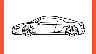 How to draw audi r8 2016 easy / drawing audi r8 v10 2017 sports car step by step