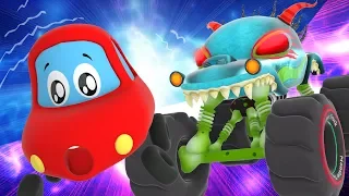 Lost In Space | Little Red Car Vs Haunted House Monster Truck Cartoons For Kids