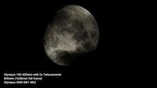 Olympus 100-400MM lens test. Video of the moon in 4k.