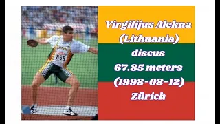 Virgilijus Alekna (Lithuania) discus 67.85 meters (1998-08-12) Weltklasse Zürich.