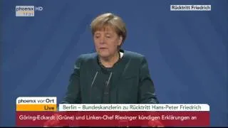 Rücktritt Friedrich - Statement von Angela Merkel am 14.02.2014