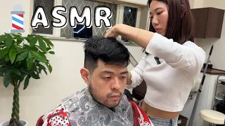 💈ASMR BARBER - Haircut, Shaving, and Shampoo by a Cute Barber of Japan.