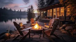 Serene Campfire Serenade: Cozy Fire Sounds with Lakeside Forest Scene for Relaxation 🌿🔥