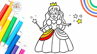 How to Draw a Princess | Princess Drawing and Colouring 🌈👸💫