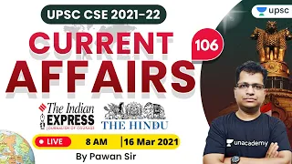 Current Affairs Today | Daily Current Affairs by Pawan Kumar Sir | 16 March 2021