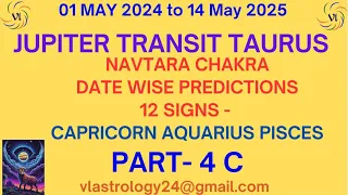 Nav Tara Chakra - Jupiter Transit Taurus Date wise Predictions for 12 Signs-CAPRICORN-PISCES by VL