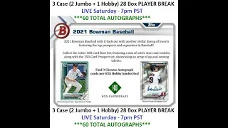 2021 Bowman 3 Case (2 Jumbo / 1 Hobby) Player Break 7/31/21