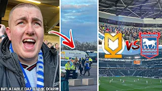 MK DONS VS IPSWICH TOWN | 0-1 | POLICE ESCORT 7,000 TOWN FANS, PYROS & CHAOS AS IPSWICH WIN AWAY!!!