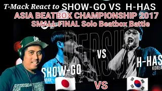 T-Mack React to Show-Go(JPN) VS H-has (KR) ASIA BEAT BOX CHAMPIONSHIP 2017 Small Final Solo BeatBox