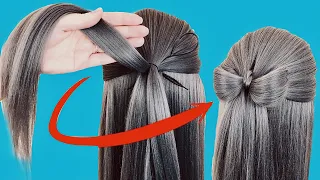 Простая прическа с бантиком. Coiffure avec noeud papillon🎀 SIMPLE HAIRSTYLES