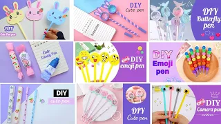 12 Easy cute pen decoration/how to make paper pen /cute pen decoration /DIY Paper pen idea