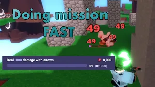 Doing deal damage with arrows mission fast in roblox bedwars