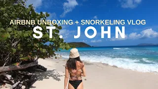 St John USVI travel vlog EP1| snorkel w/ rays🤿, beach reviews⛱️, Airbnb unboxing🏝️ #usvirginislands