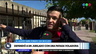 Con una patada voladora, defendió a un jubilado al que le robaban la bicicleta